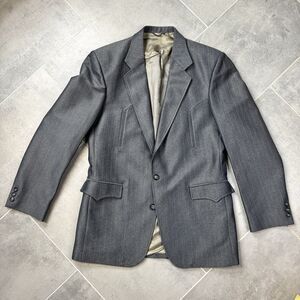 Circle S Western Blazer 40R Gray Silver Yoke Rockabilly USA Cowboy